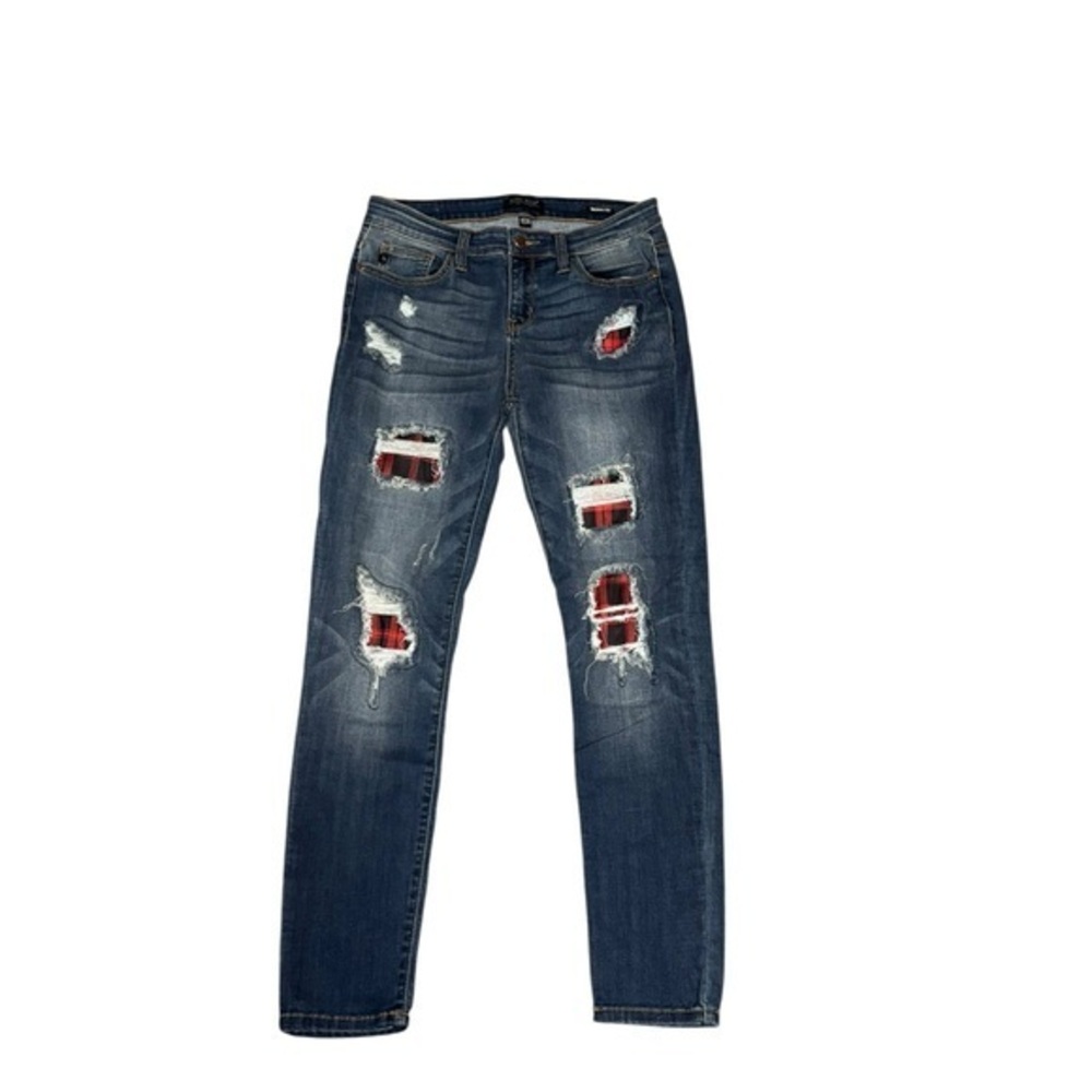 Judy Blue Skinny Fit Med Washed Jeans Flannel Size 11 30